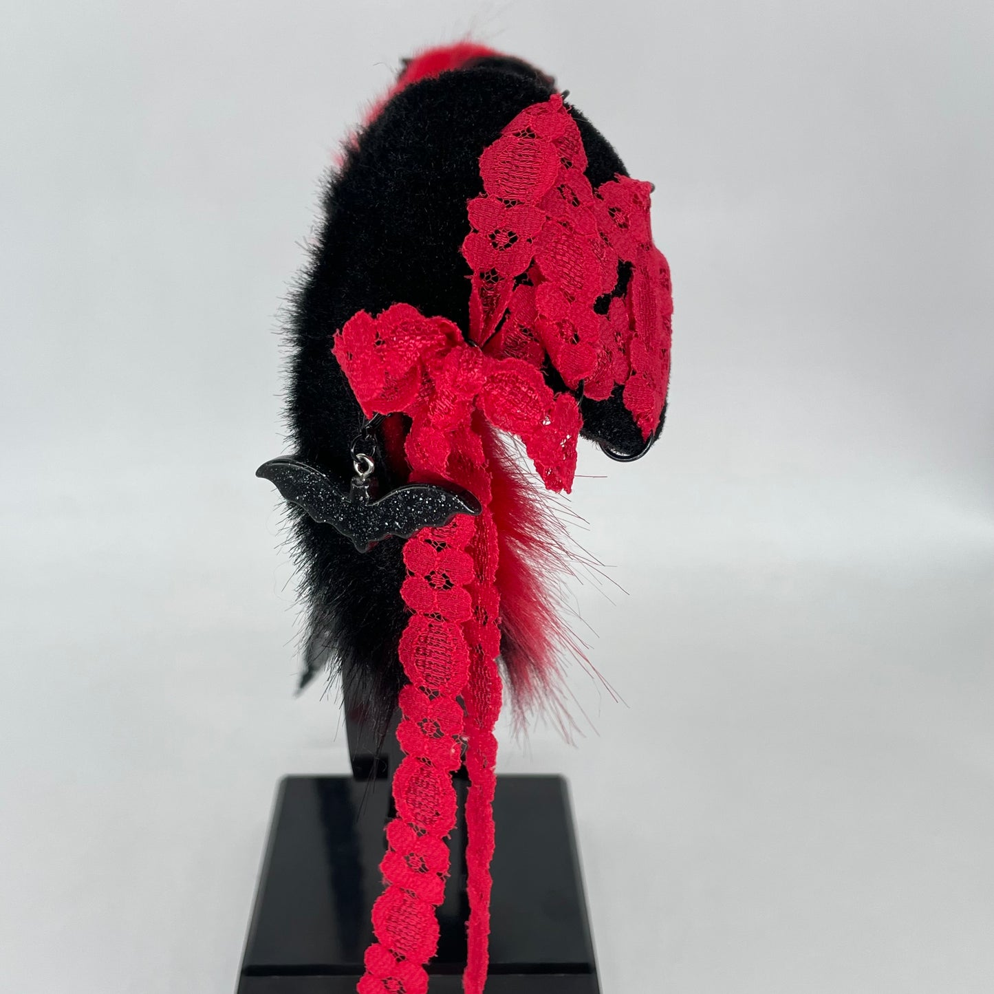 Lace Corset Puppy Ears- Black & Red