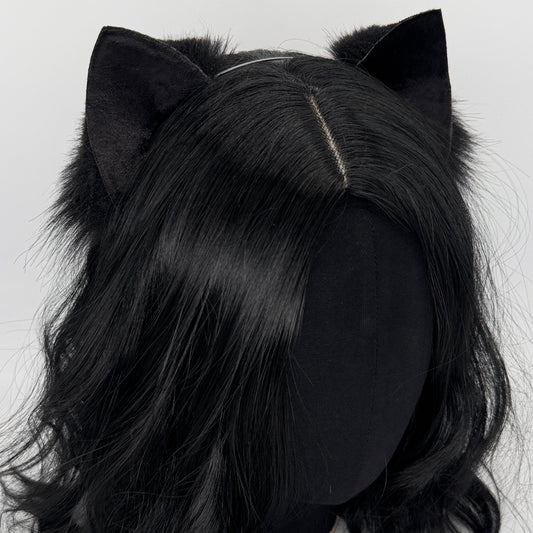 Black Velvet Kitten Ears (Velvet & fur)