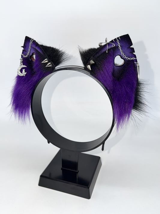 Punk Cat Ears- Purple & Black