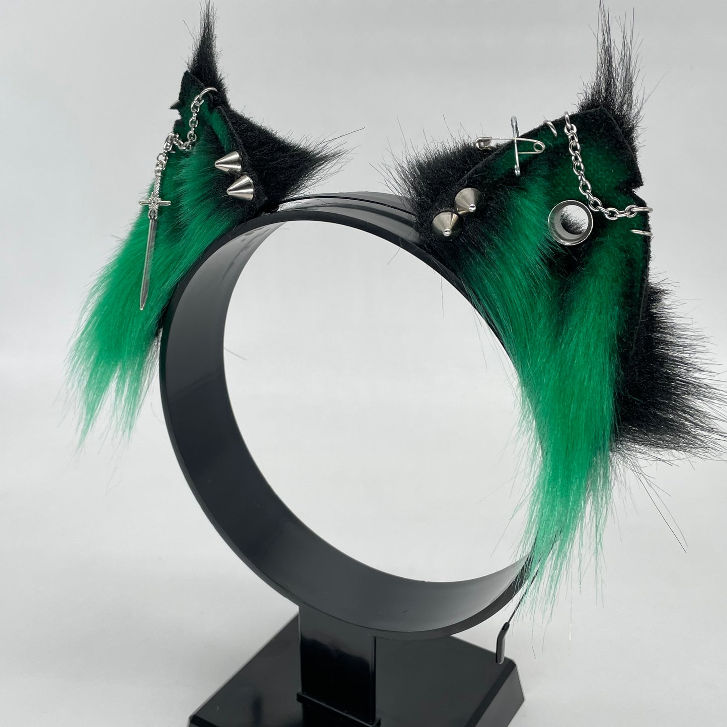 Punk Kitten Ears- Emerald & Black