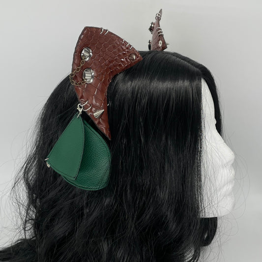 Brown Dino/Dragon Scale Punk Cat Ears (Full Pleather)