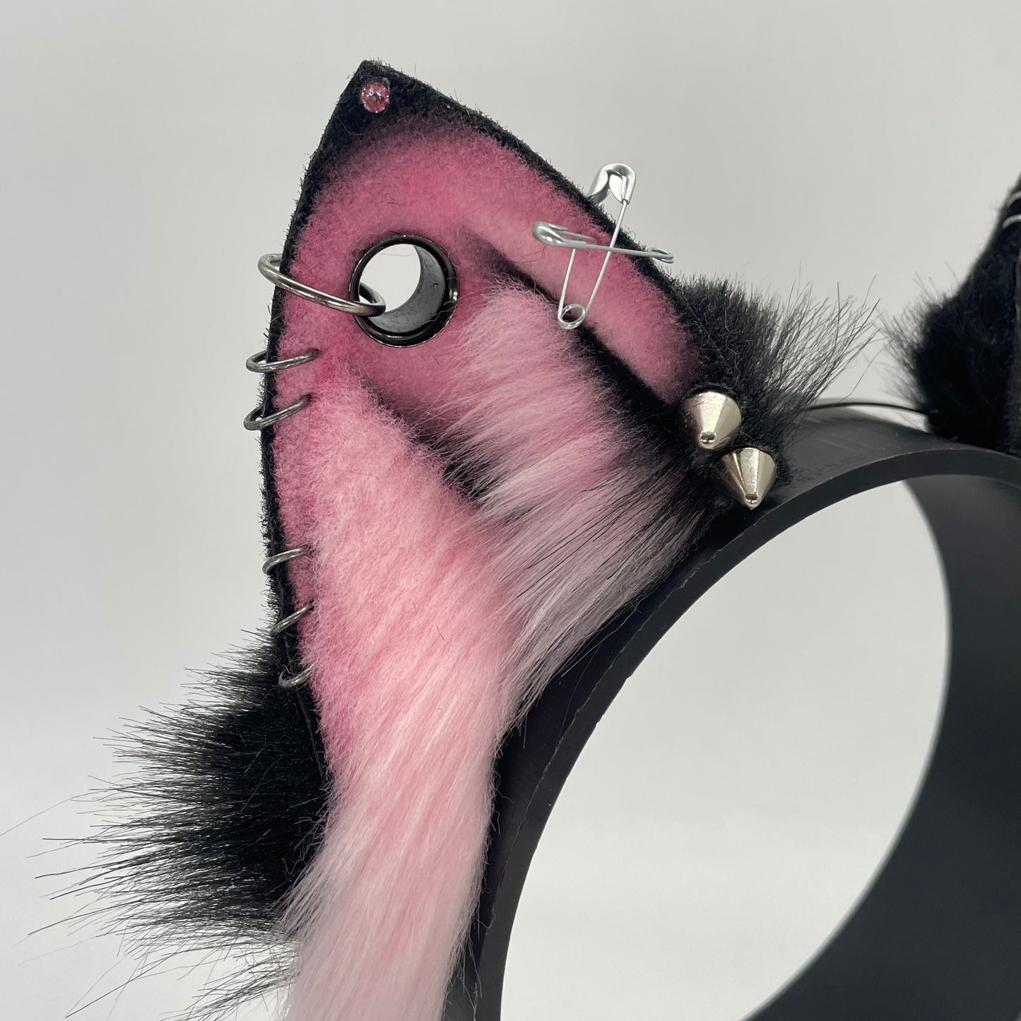 Custom- Pink & Black Punk Fox Kit Ears