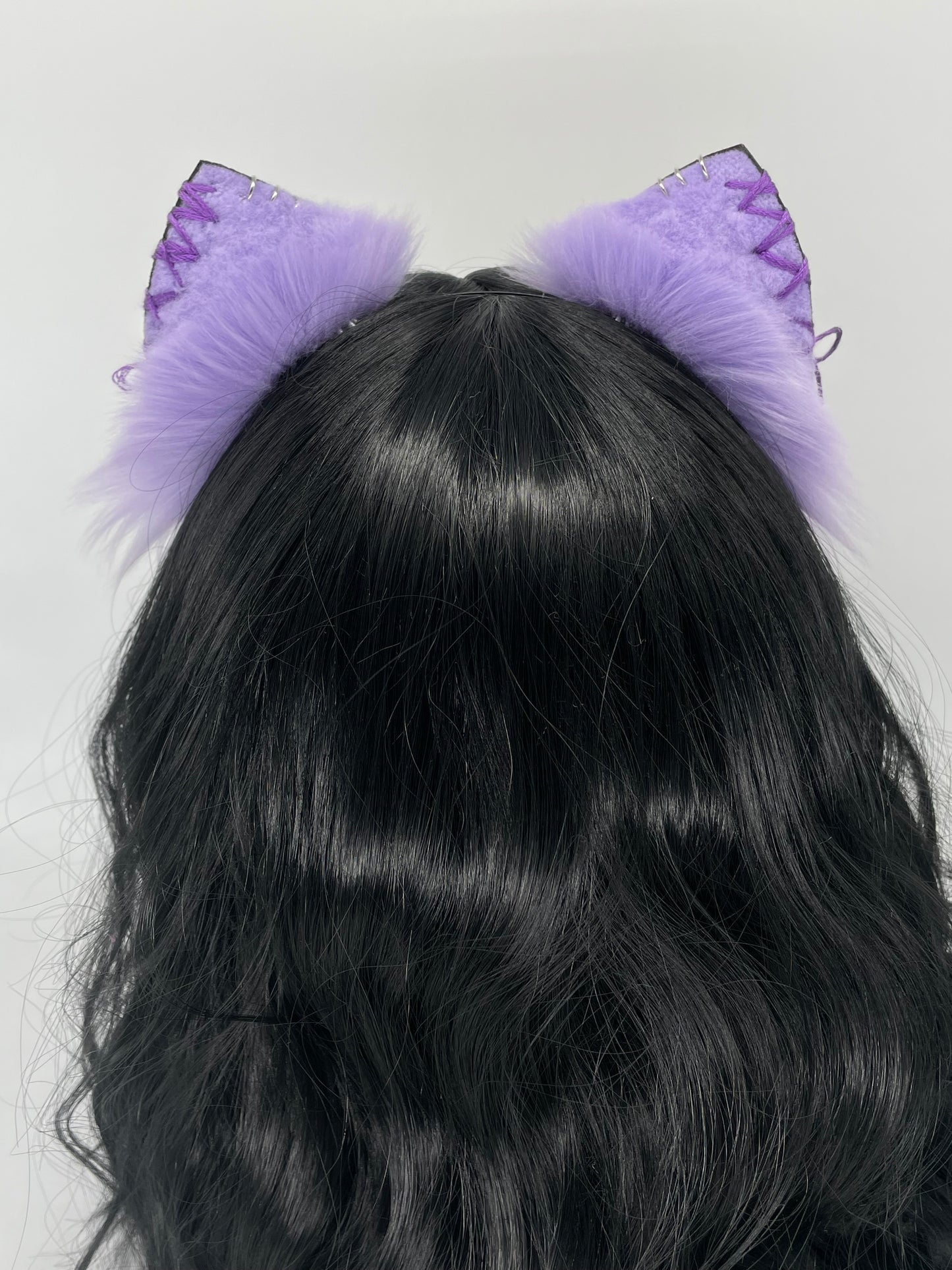 Leather & Laced- Purple Kitten Ears (Faux leather & fur)