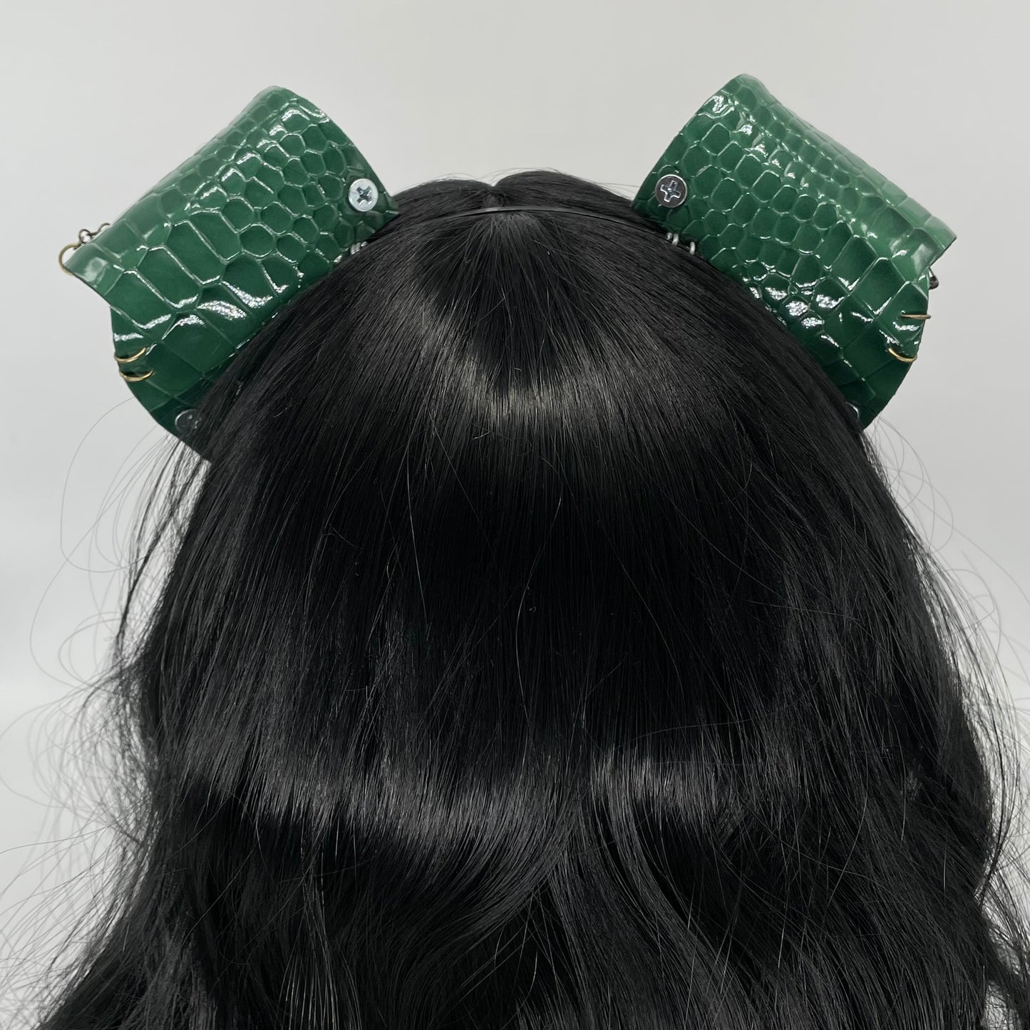 Green Dino/Dragon Scale Punk Pup Ears (Full Pleather)