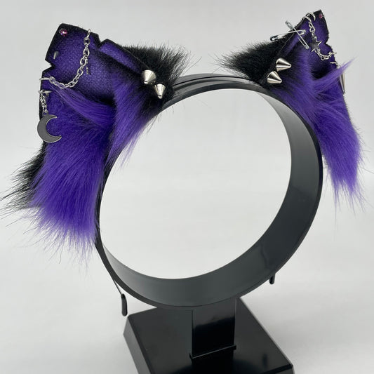 Punk Kitten Ears- Purple & Black
