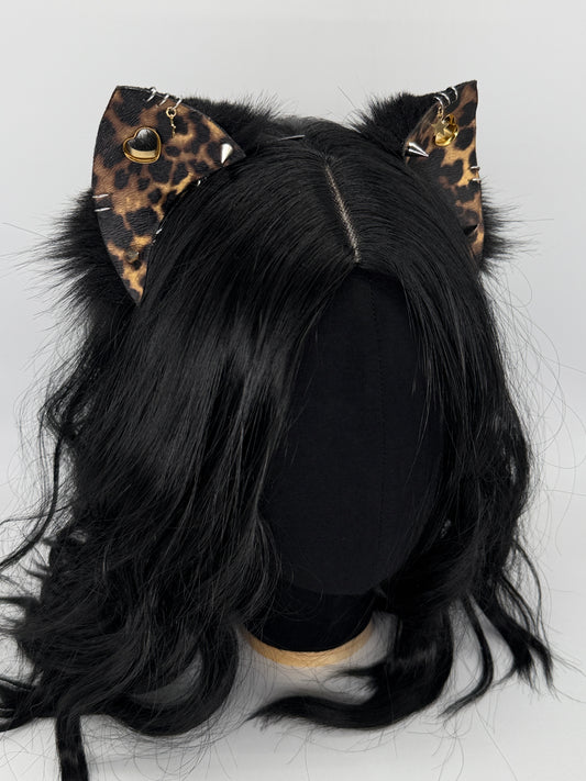 Cheetah Punk Kitten Ears (Faux leather & fur)