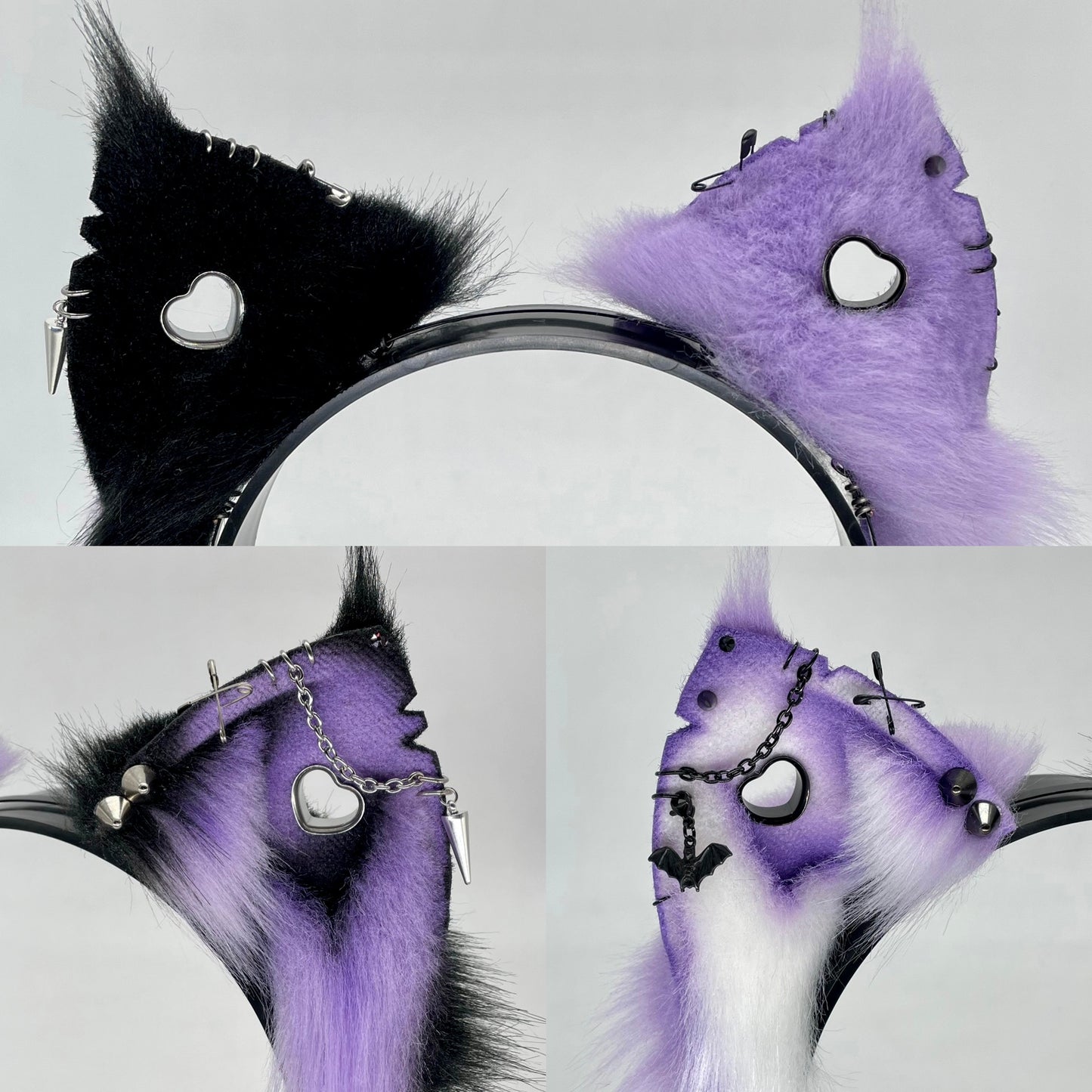 Punk Cat Ears- Lavender Mismatch
