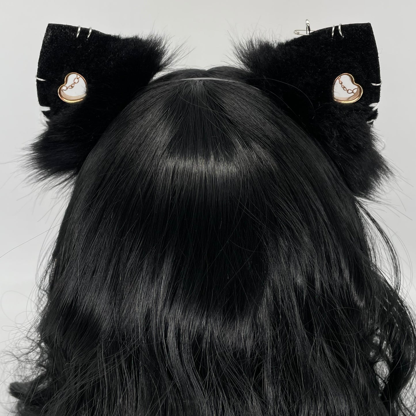 Leather & Laced- Black Cat Ears (Pleather & Fur)