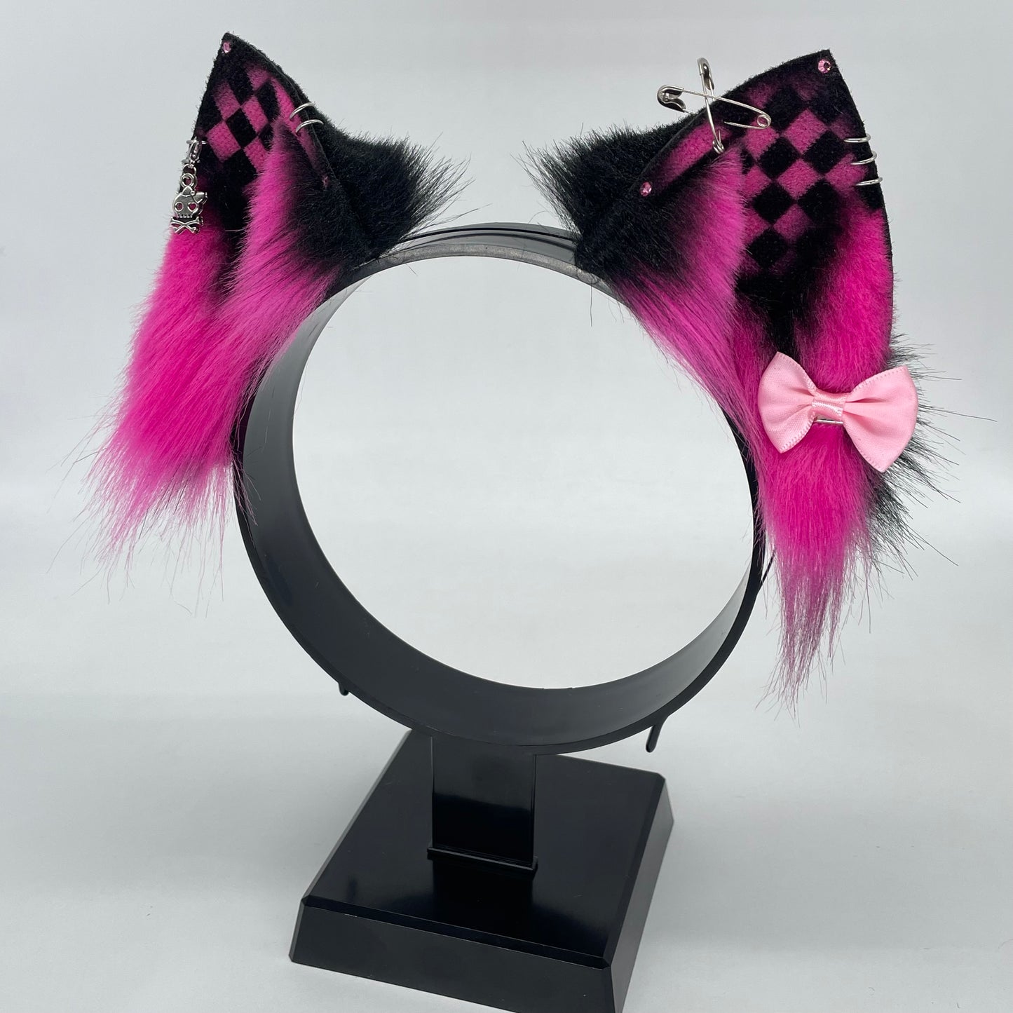 Emo Cat Ears- Hot Pink & Black