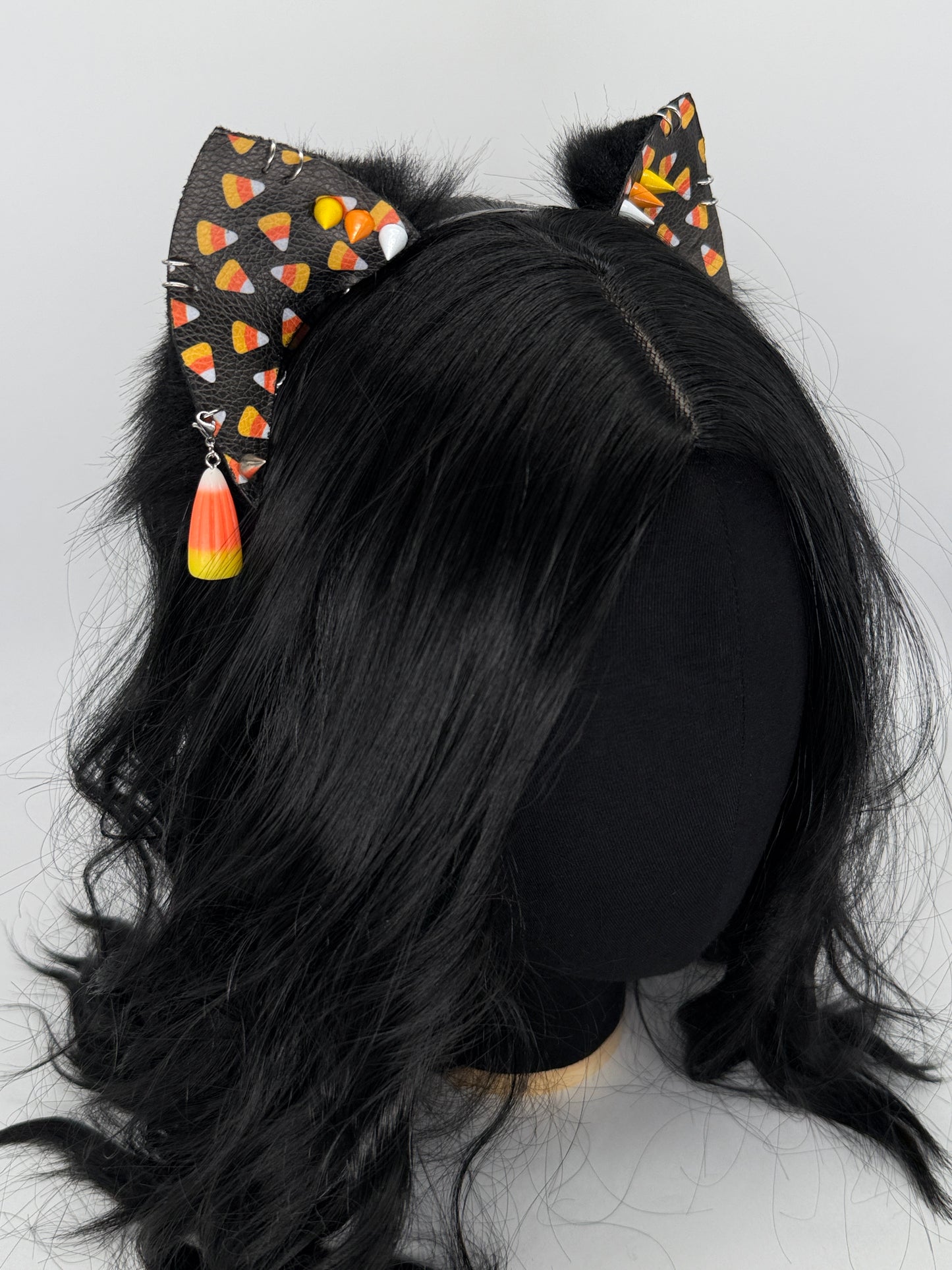 Candy Corn Kitten Ears (Faux leather & fur)