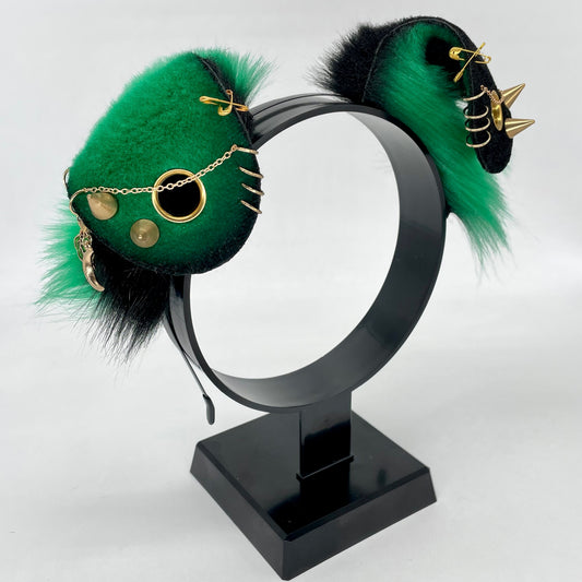 Punk Puppy Ears- Emerald & Black