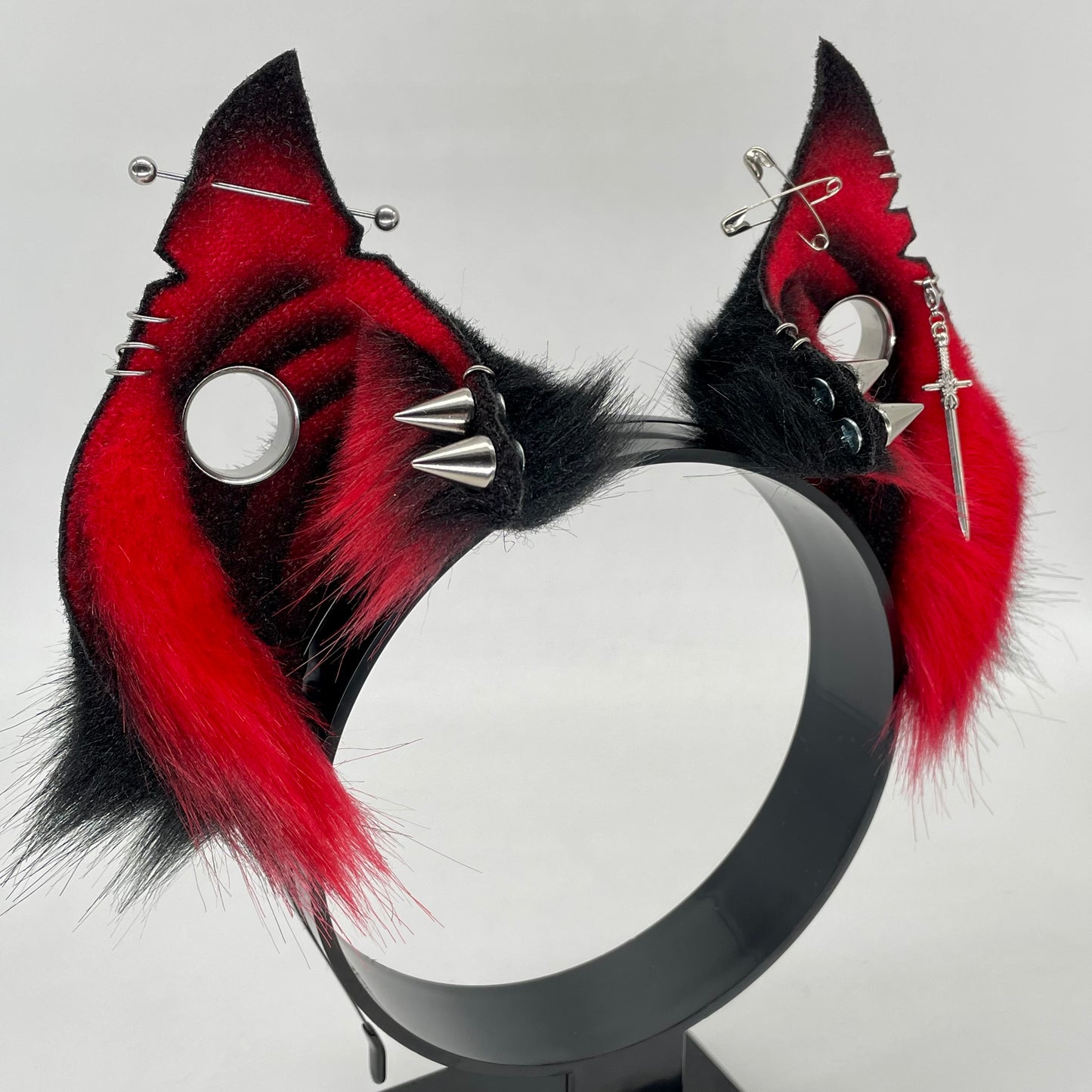 Punk Bat Ears- Black & Red