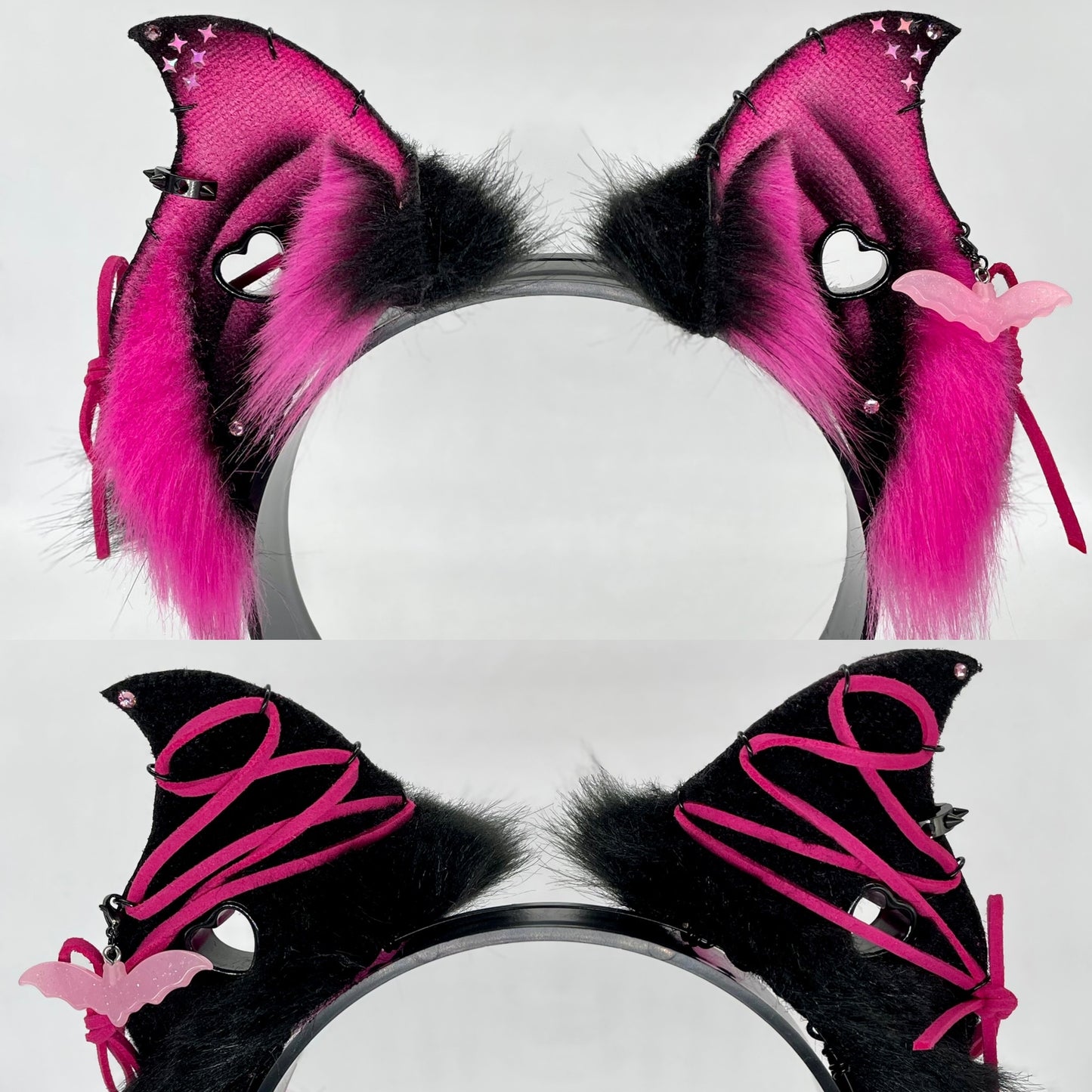 Corset Baby Bat Ears- Hot Pink & Black