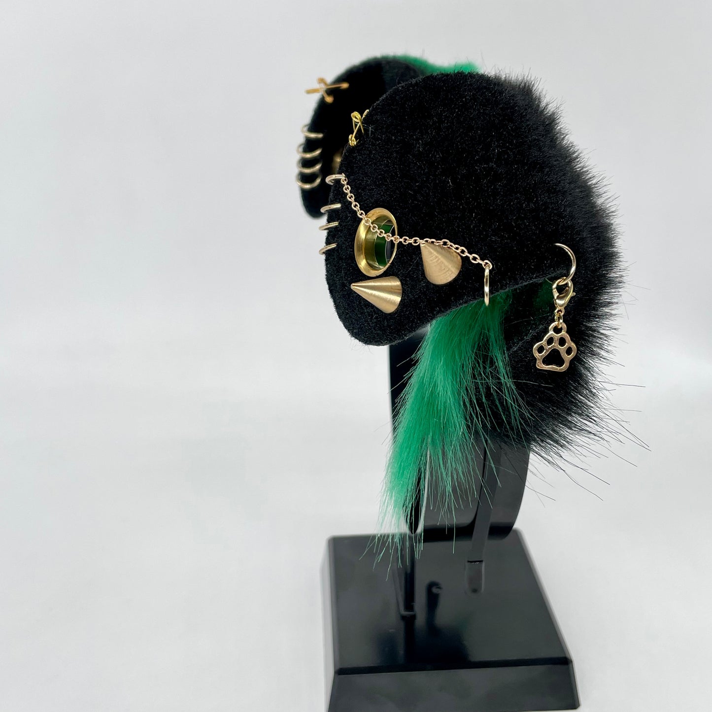 Punk Puppy Ears- Emerald & Black