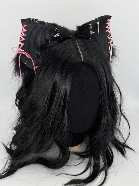 Leather & Laced -Black & Pink Crypt Bat Ears