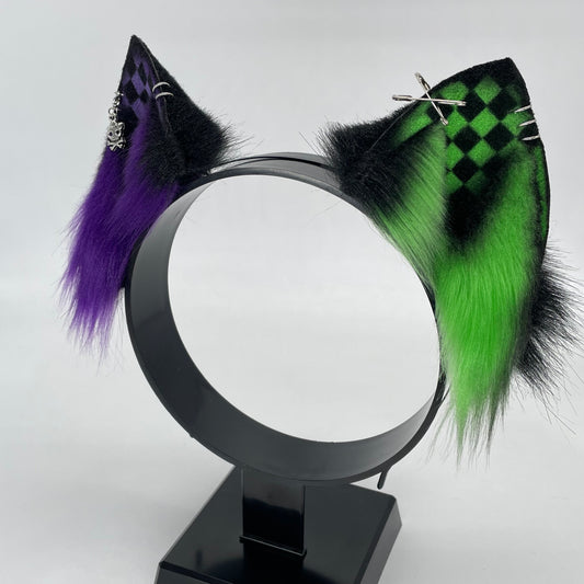 Emo Cat Ears- Purple, Green & Black