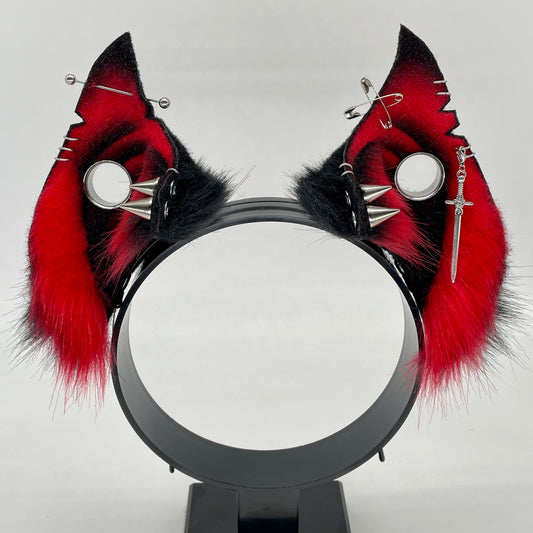 Punk Bat Ears- Black & Red