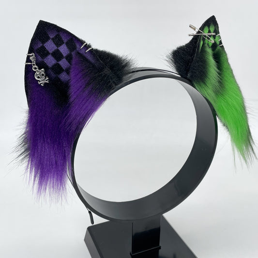 Emo Cat Ears- Purple, Green & Black