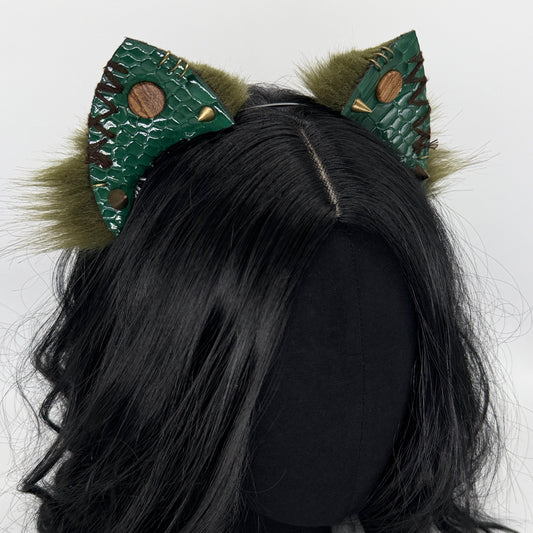 Dragon Scale Punk Kitten Ears (Faux leather & fur)