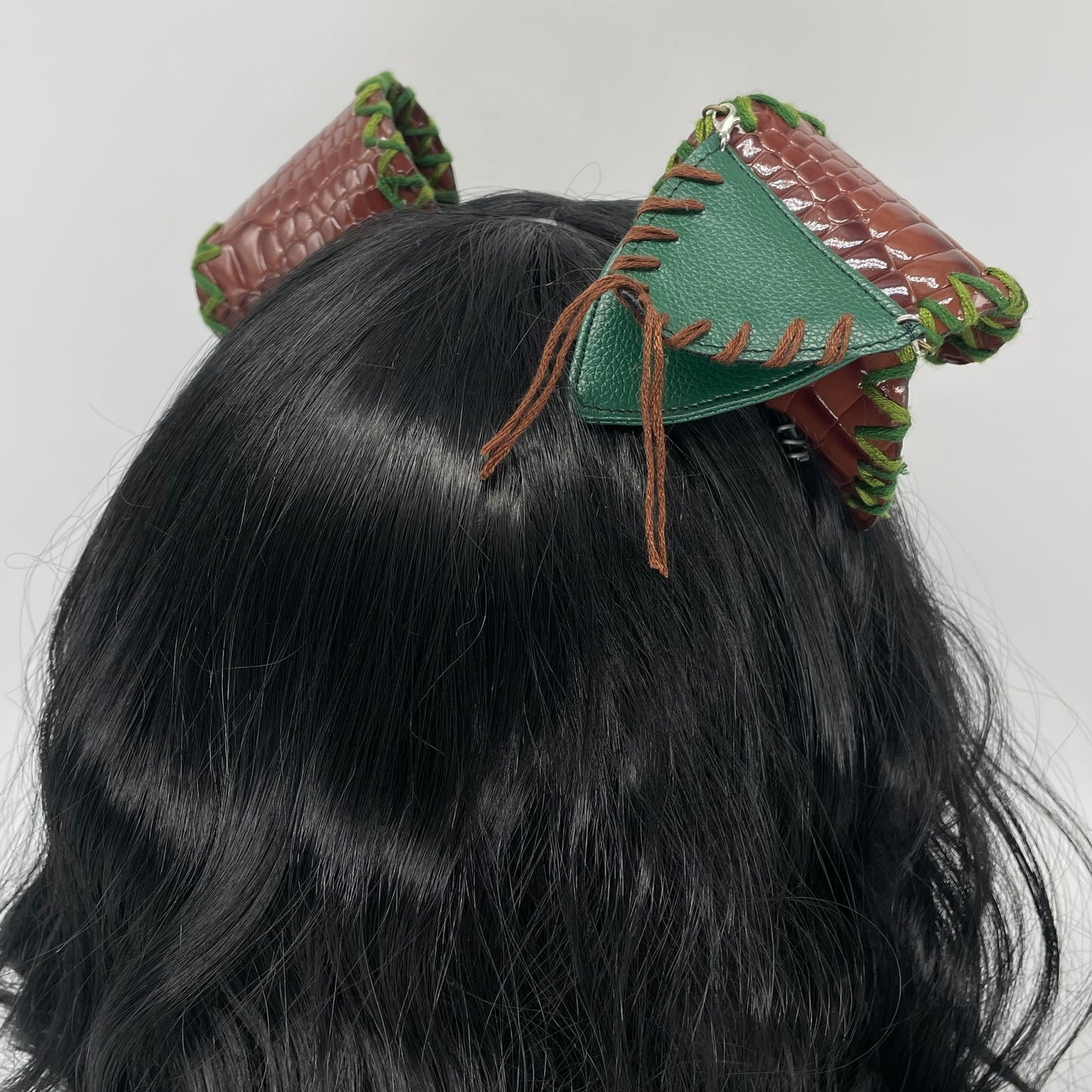 Brown Dino/Dragon Scale Pup Ears (Full Pleather)