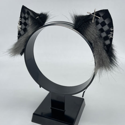 Emo Kitten Ears- Grey & Black