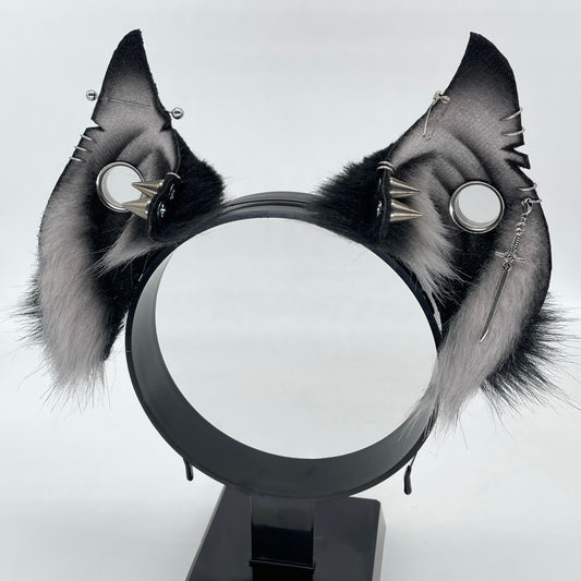 Punk Bats- Spire Bat Ears- Black & Silver