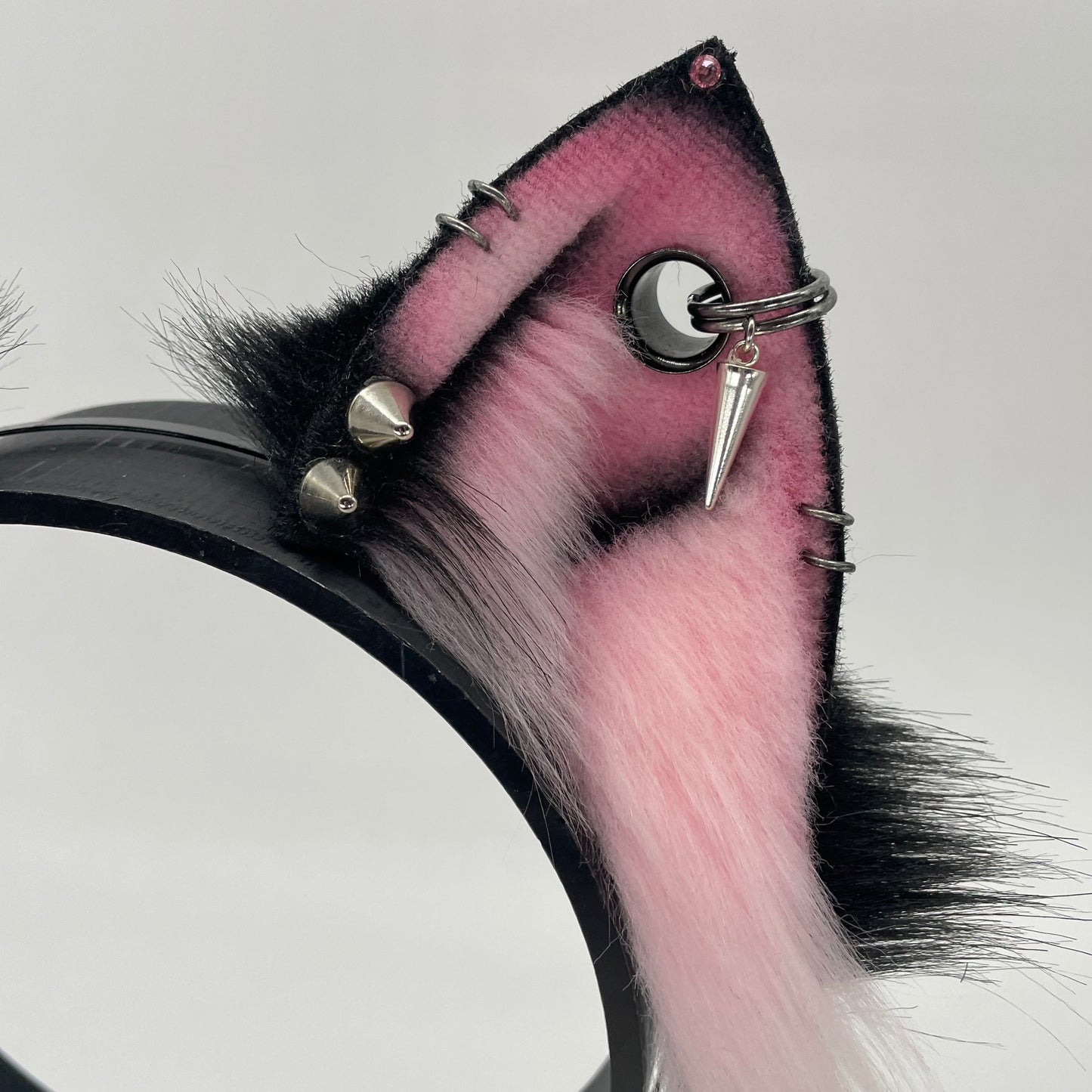 Custom- Pink & Black Punk Fox Kit Ears