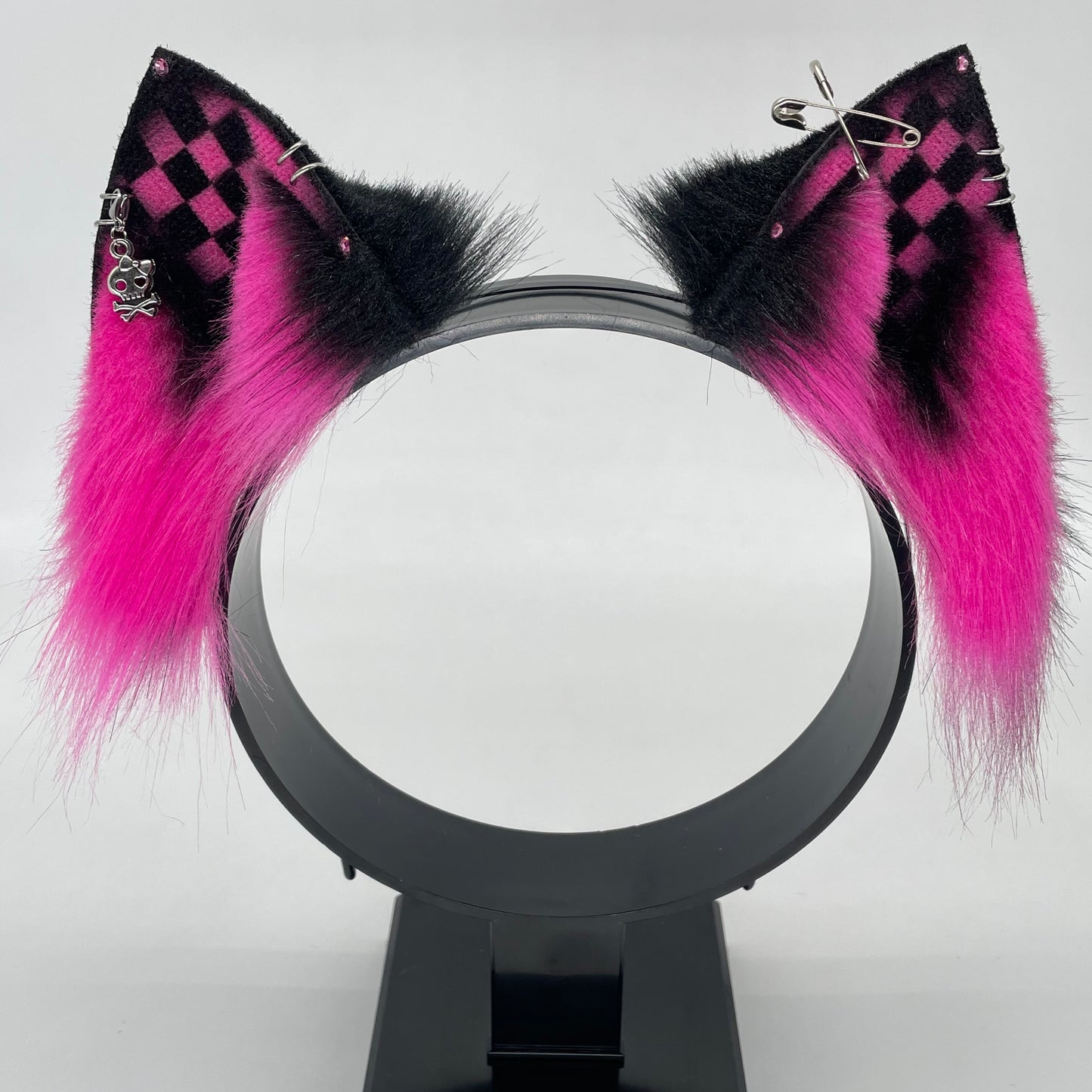 Emo Cat Ears- Hot Pink & Black