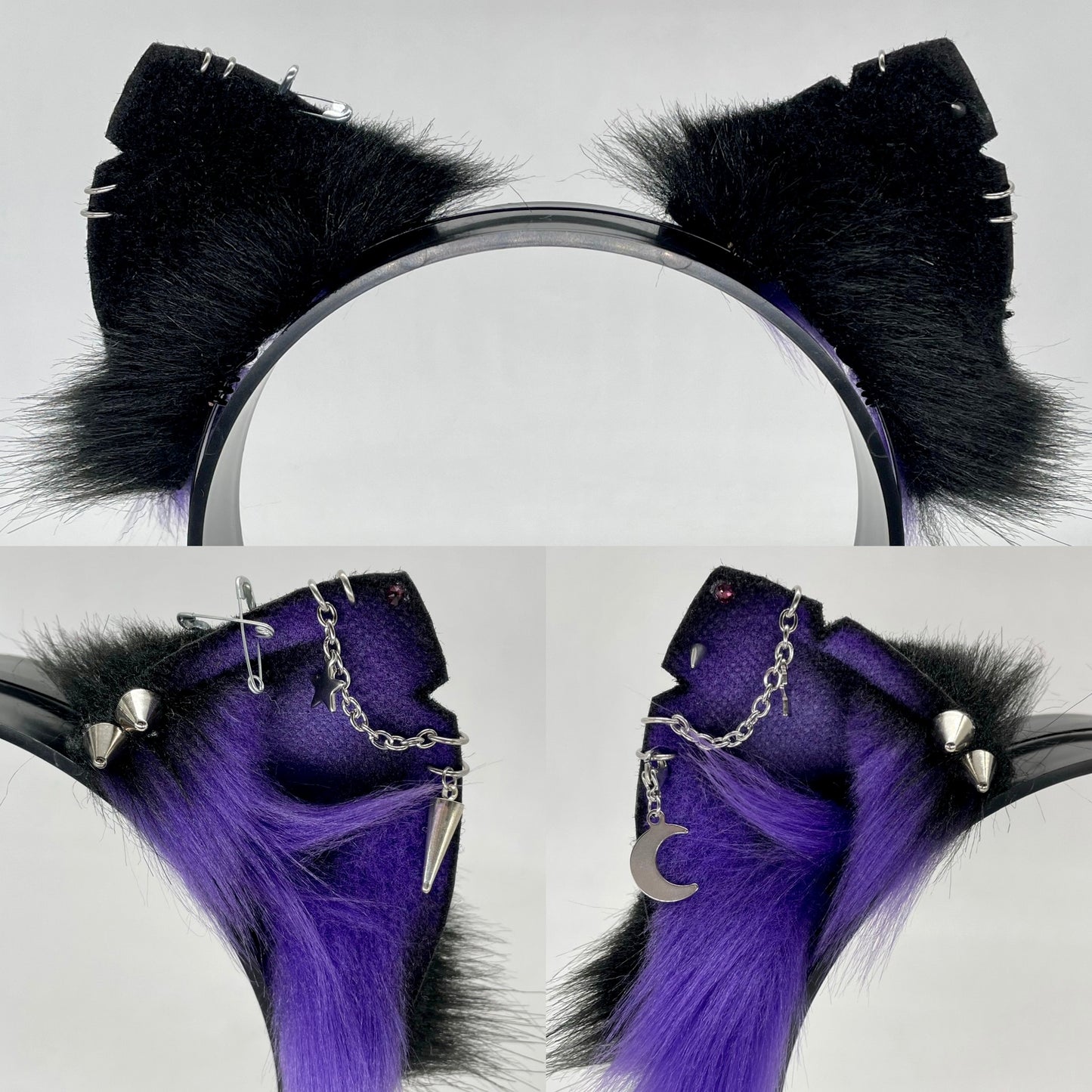 Punk Kitten Ears- Purple & Black
