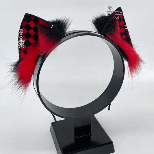 Emo Kitten Ears- Red & Black