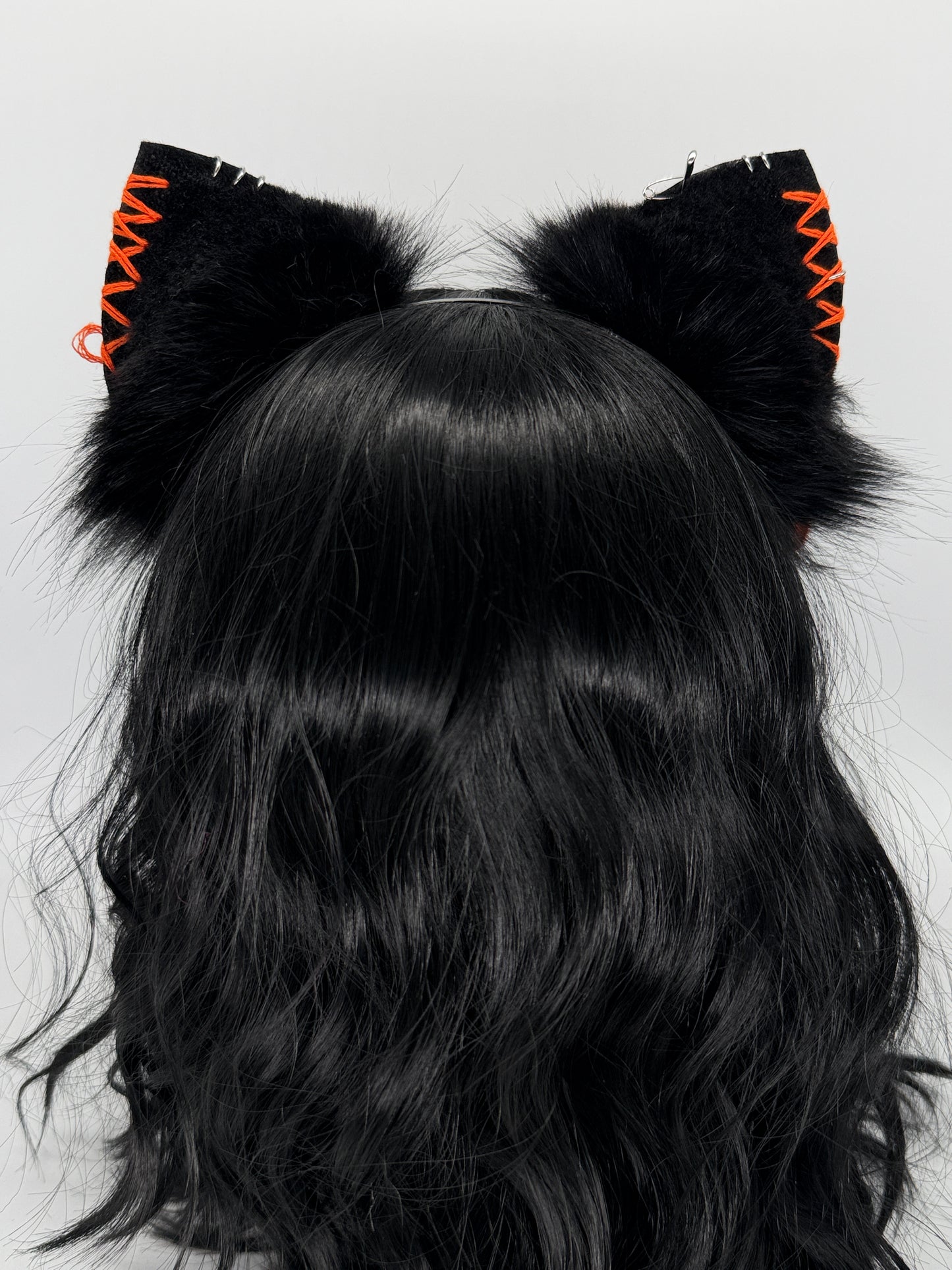 Leather & Laced- Halloween Cat Ears (Faux leather & fur)