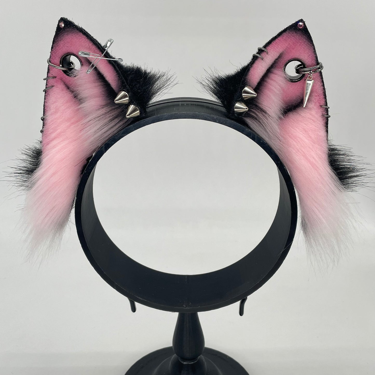 Custom- Pink & Black Punk Fox Kit Ears