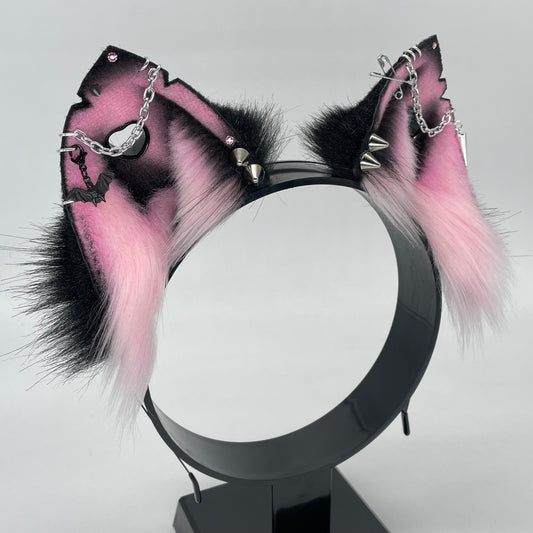 Punk Cat Ears- Pink & Black