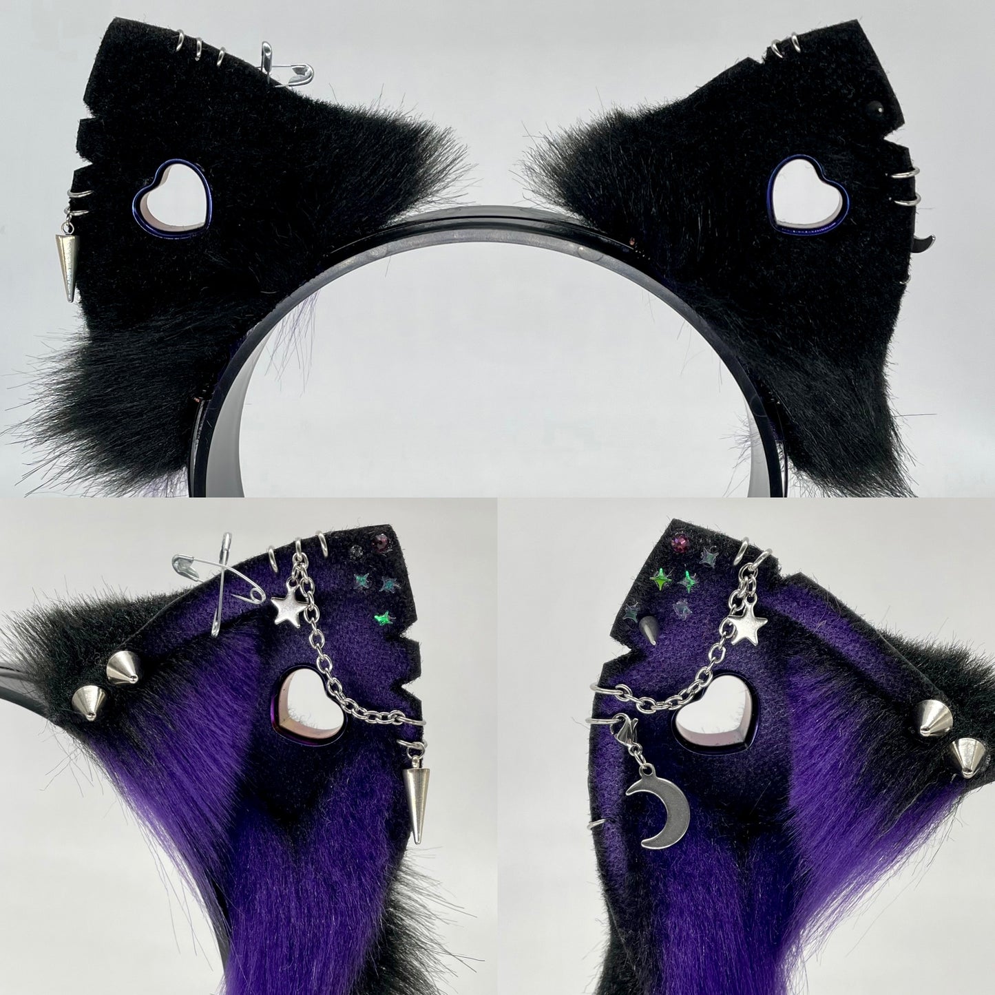 Punk Cat Ears- Purple & Black