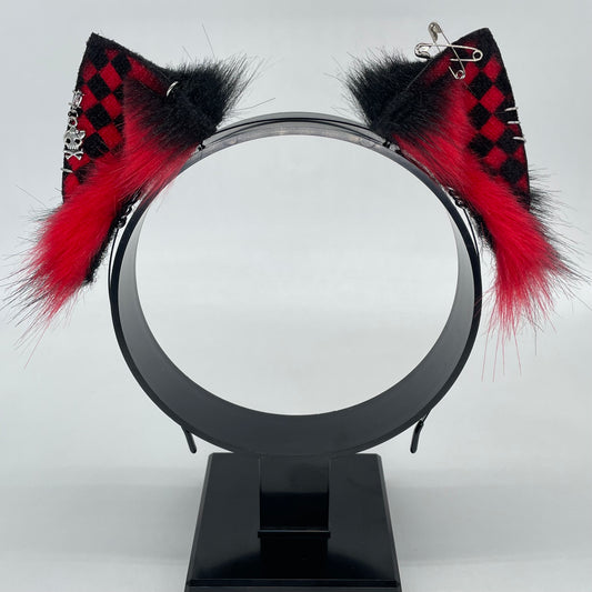 Emo Kitten Ears- Red & Black