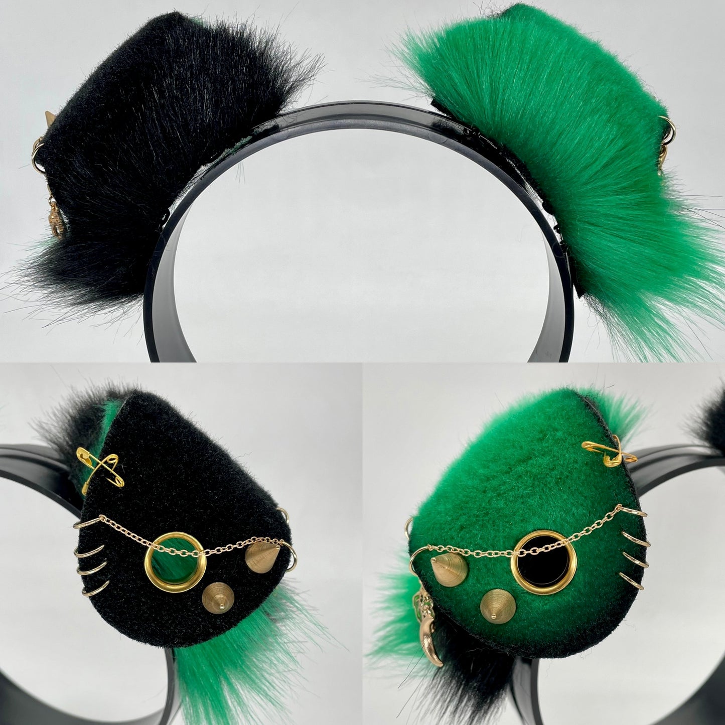 Punk Puppy Ears- Emerald & Black