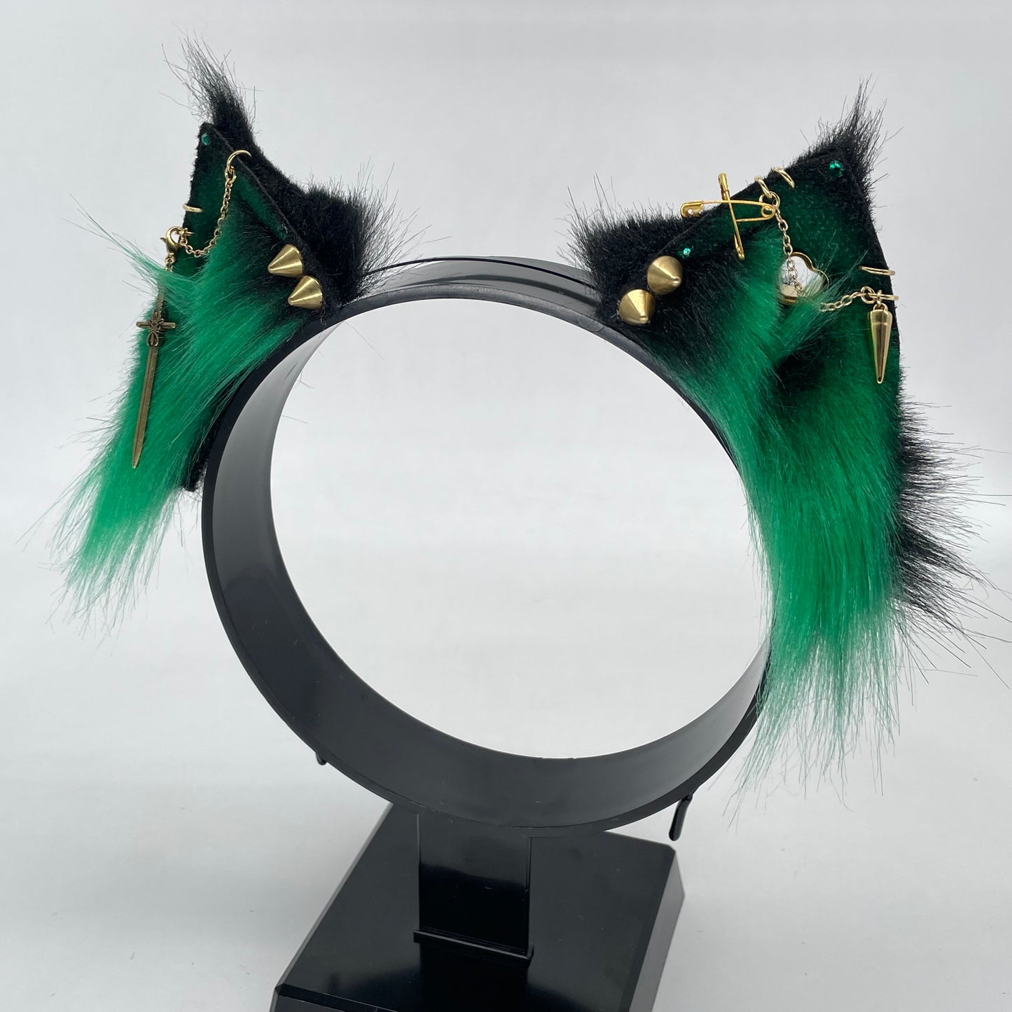 Punk Kitten Ears- Emerald & Gold