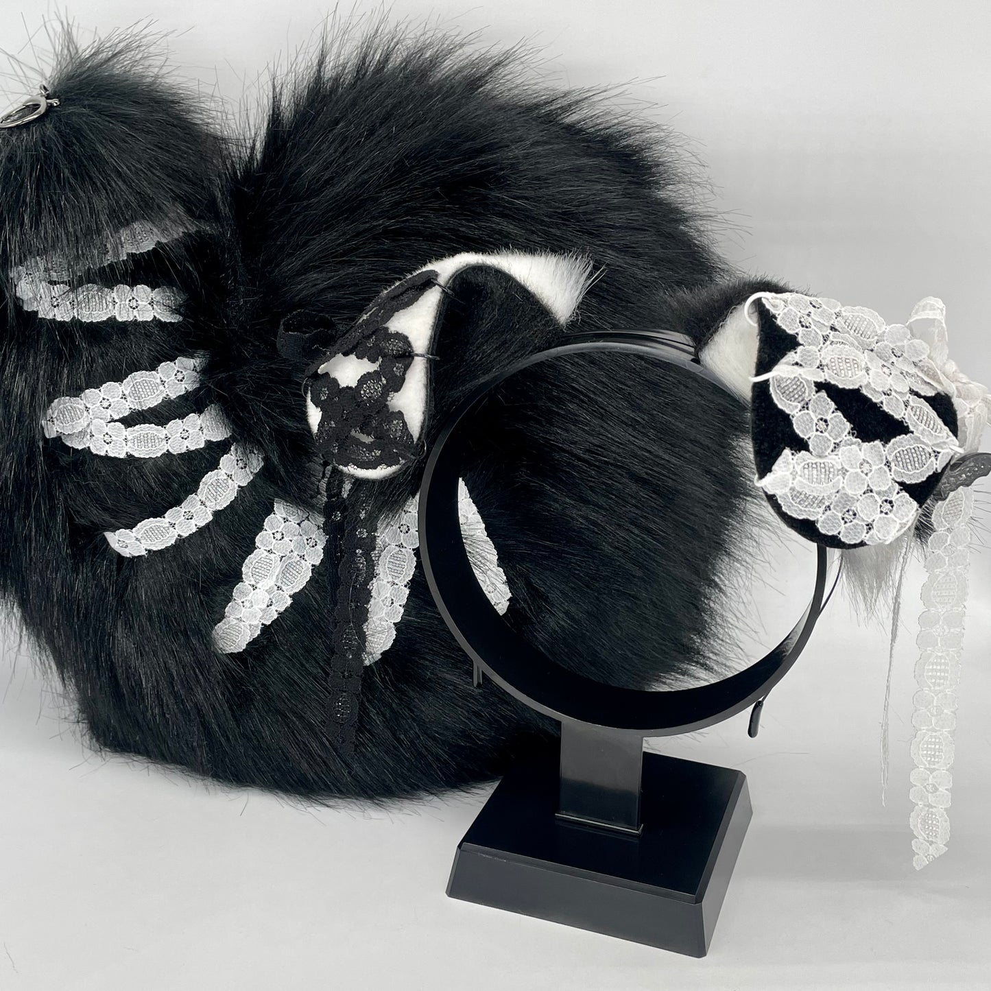 Lace Corset Puppy Set- Black & White