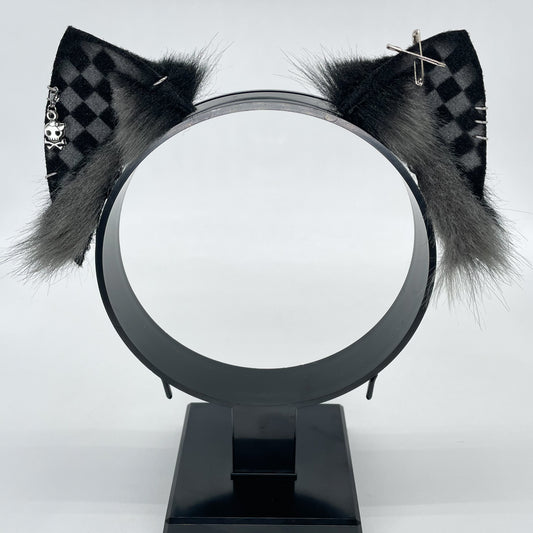 Emo Kitten Ears- Grey & Black