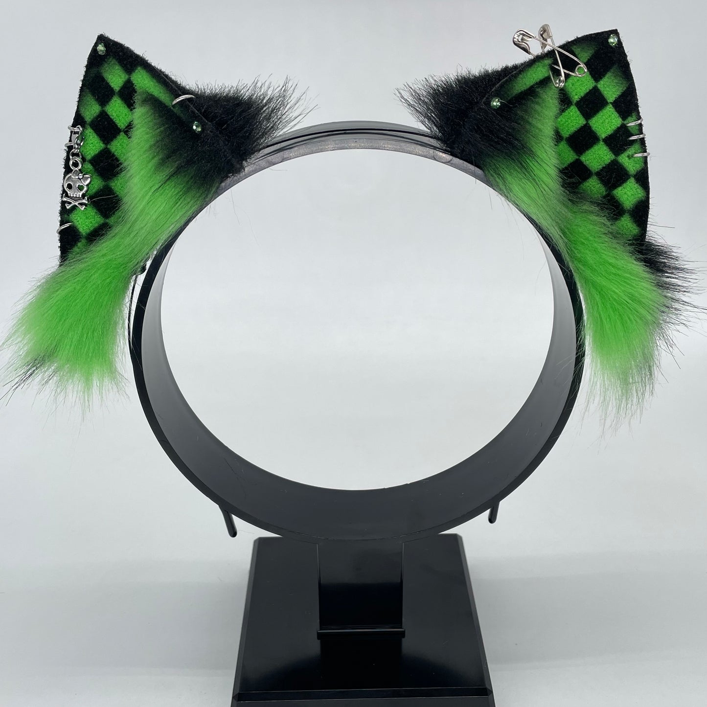 Emo Kitten Ears- Green & Black