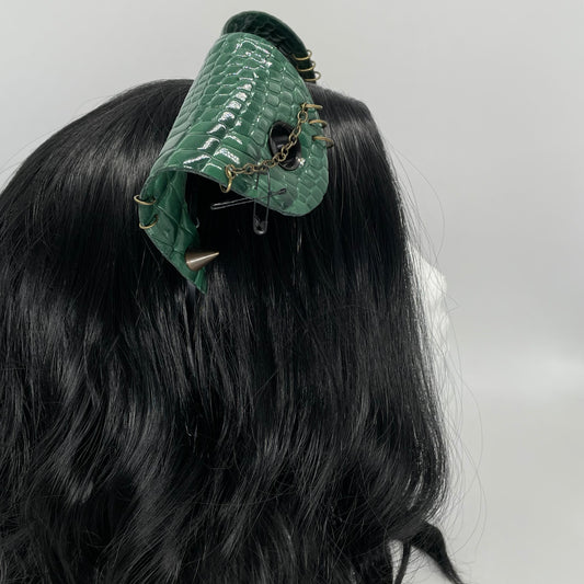 Green Dino/Dragon Scale Punk Pup Ears (Full Pleather)