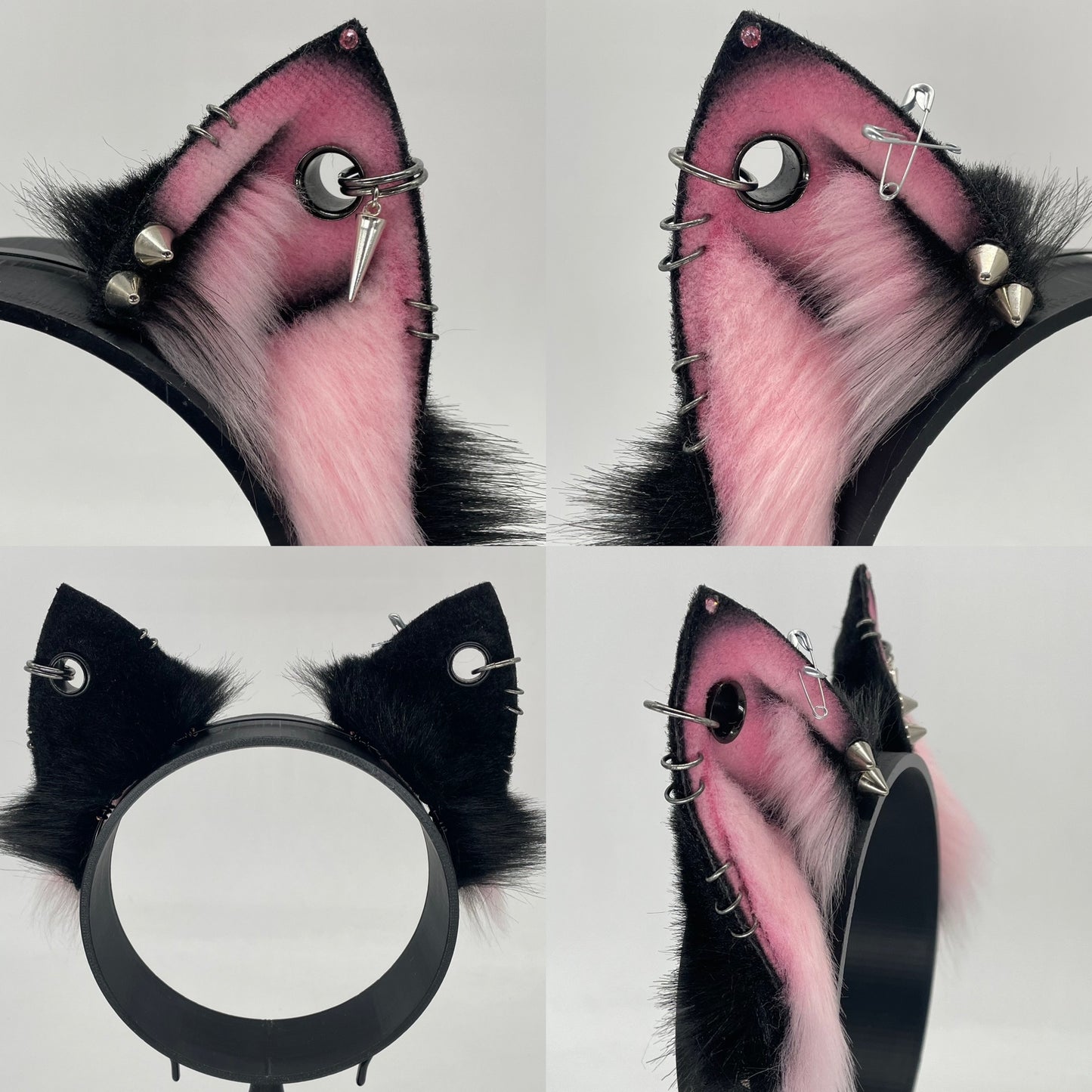 Punk Fox Kit ears- Pink & Black