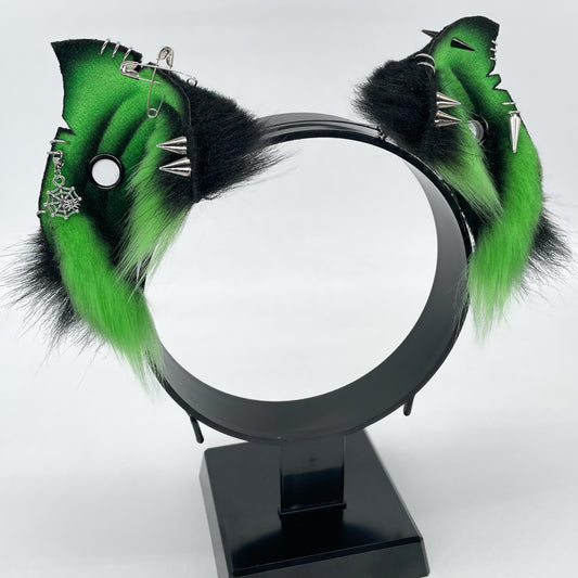 Punk Bats- Crypt Bat Ears- Black & Green