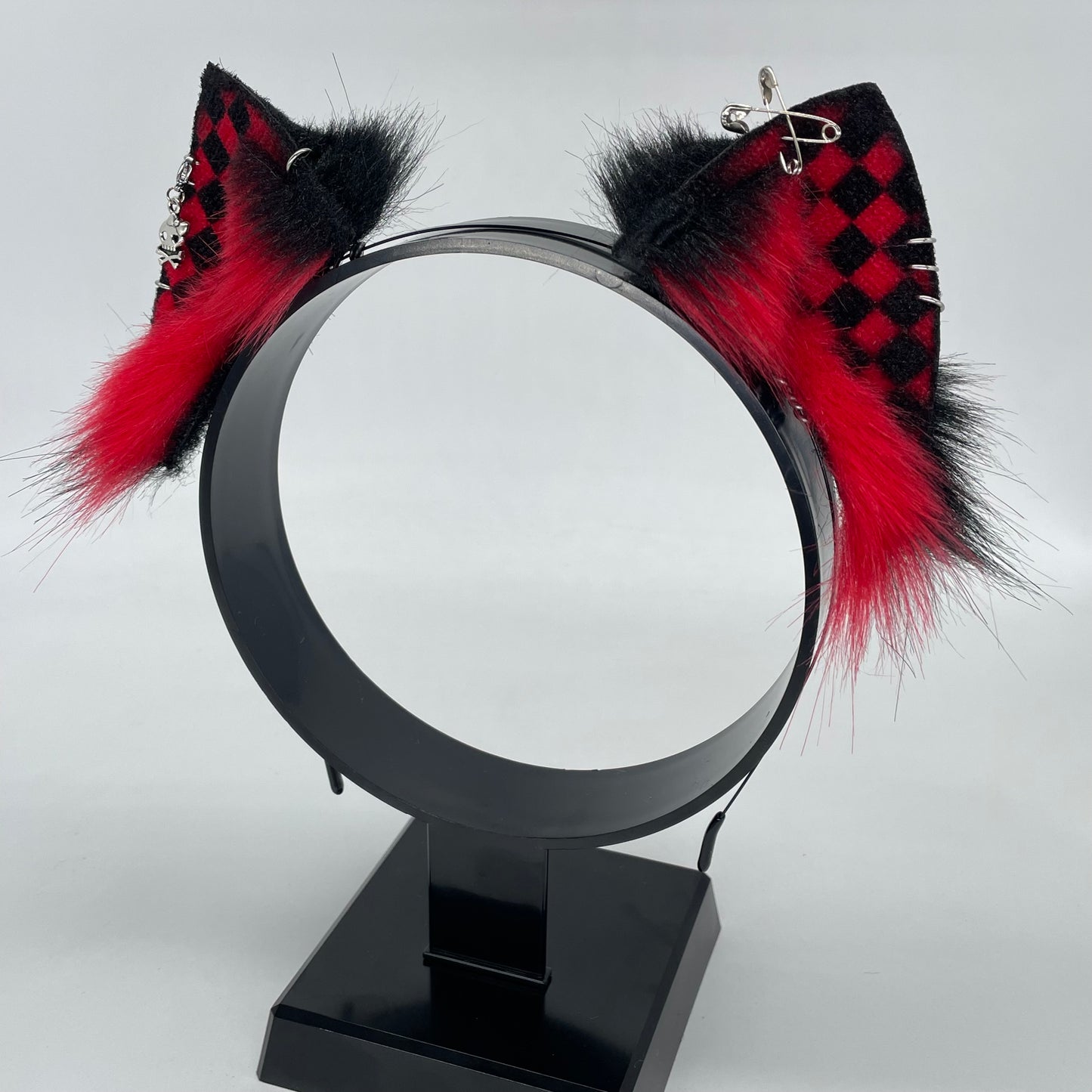 Emo Kitten Ears- Red & Black