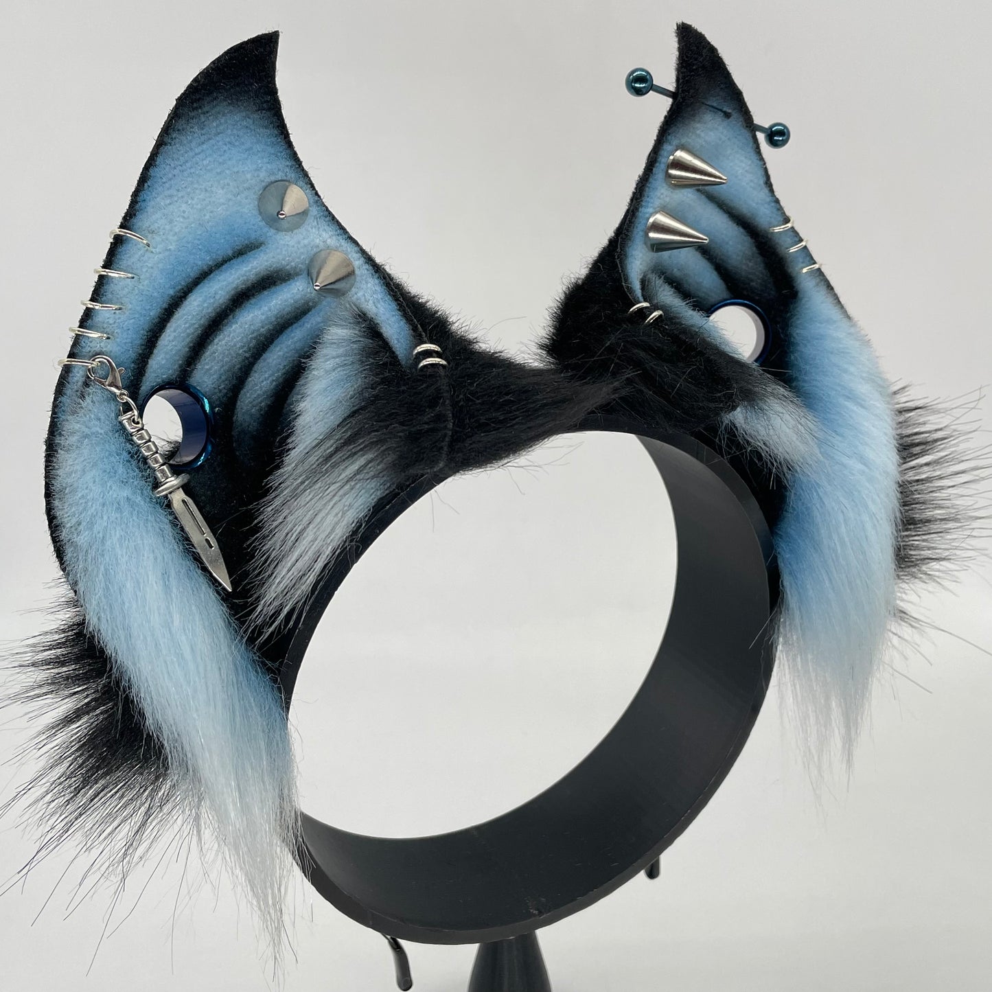 Punk Bat ears- Blue & Black