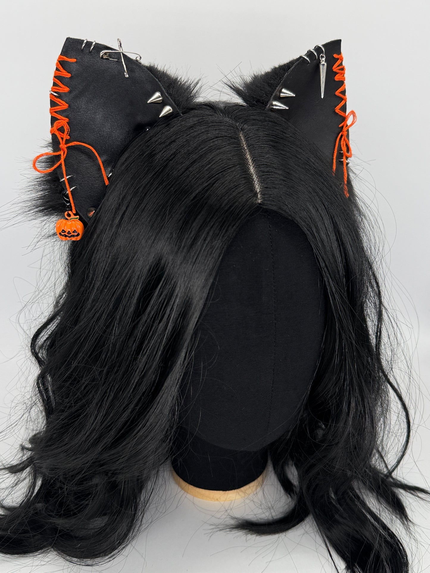 Leather & Laced- Halloween Cat Ears (Faux leather & fur)