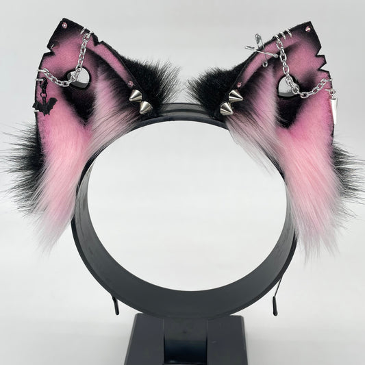 Punk Cat Ears- Pink & Black