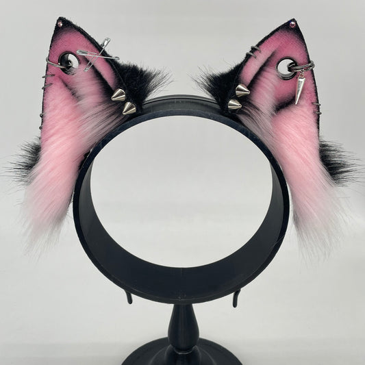 Punk Fox Kit ears- Pink & Black