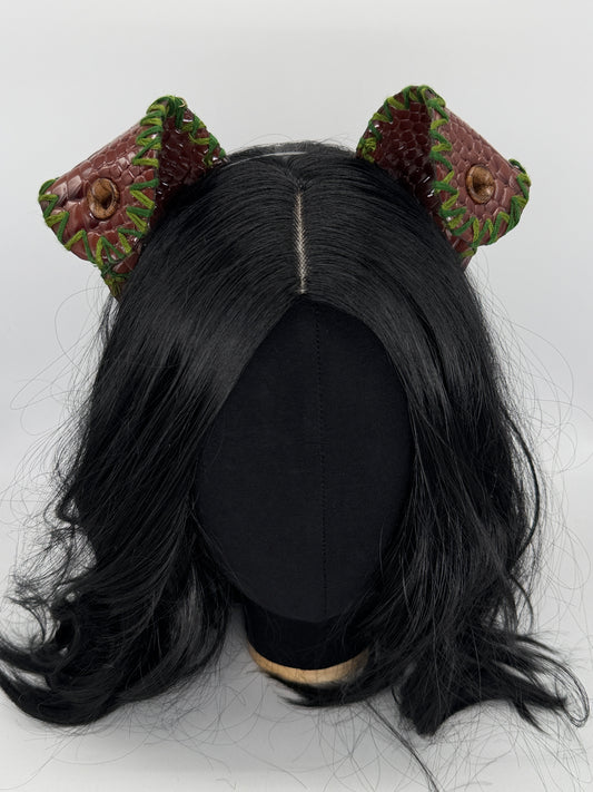 Brown Dino/Dragon Scale Puppy Ears (Faux leather)