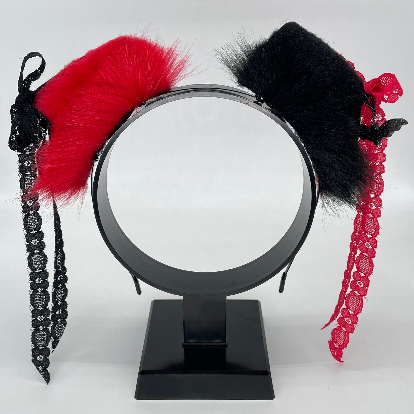 Lace Corset Puppy Ears- Black & Red